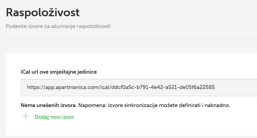 Sezione Disponibilità nel sistema Apartmanica