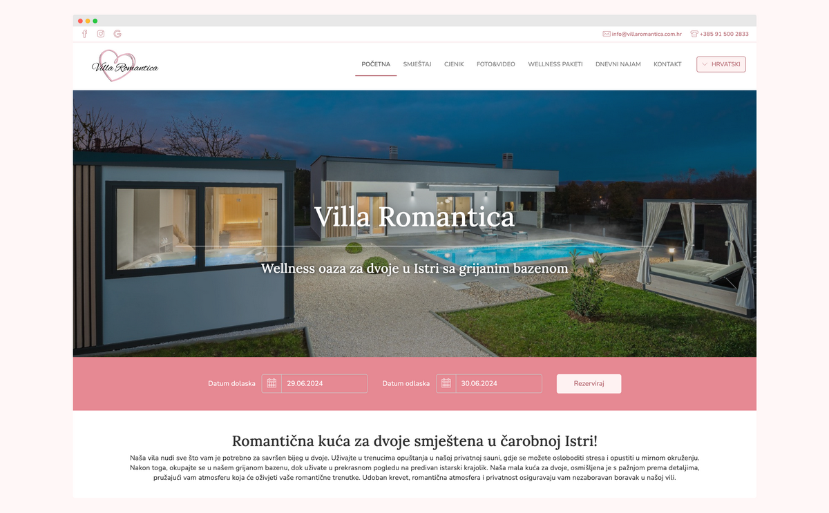 Apartmanica web stranica Ville Romantice